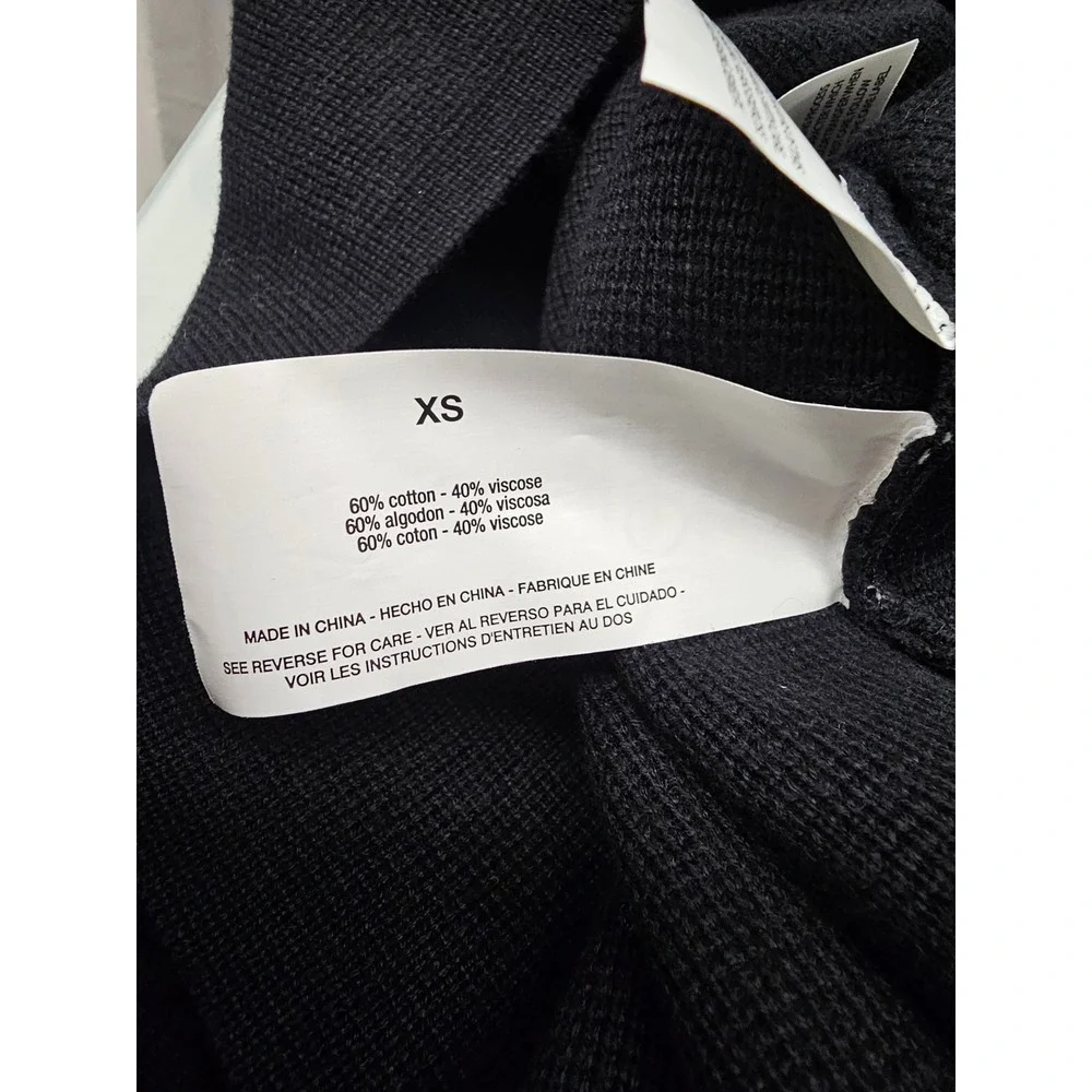 Nine West Womens Open Front Cardigan Black Cotton Blend Casual Size XS